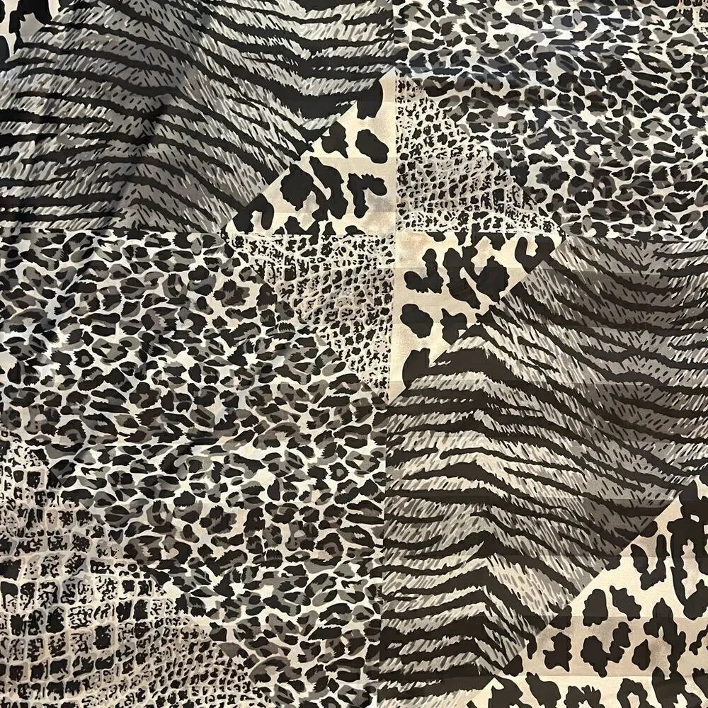 NWT Cejon Black Animal Print Large scarf. 34 x 35”